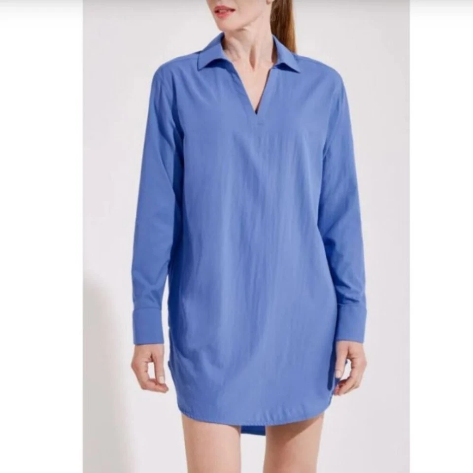 Nuevo Top Coolibar Grande Azul Protección Solar Manga Larga Koesta Encubrimiento Playa Foto 3 de 4