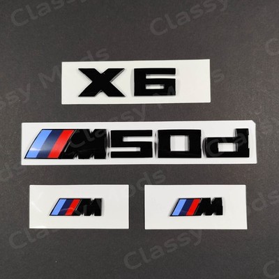 NEW OEM X6 M50d Gloss Black Badges for BMW Emblem Set M Power