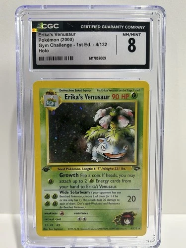 Erika's Venusaur Holo - 1st Edition Gym Challenge - CGC 8  Pokemon Card SWIRL 🌀