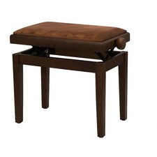 Piano Bench Walnut Matte With Brown Cushion
