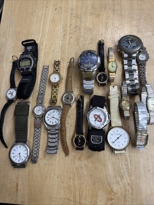 Watch Lot Assorted Unisex For Repairs/Parts Only 18 Pieces Timex Gitano Selectim