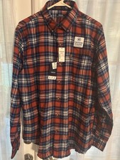 NWT Men  s large Flannel Button Down Shirt, Red-and-Blue Plaid