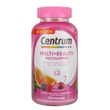 4 Pack Centrum Multi Beauty Gummies, Natural Cherry, Berry  Orange, 100 Ct