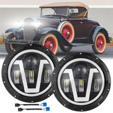 Pair 7 Inch Round Led Headlight High Low Beam For Ford Model A 1930 1931