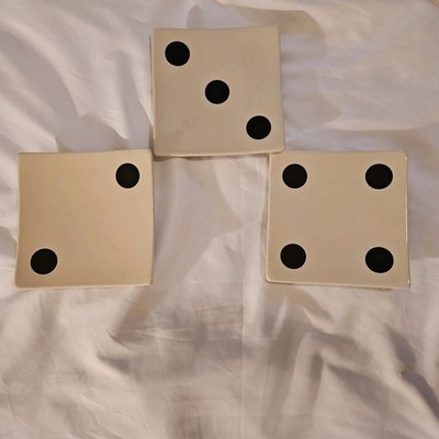 Restoration Hardware Swank Serve Dice Ceramic Square Appetizer Plates set of 3
