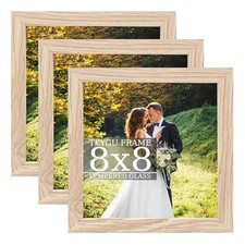 8x8 composite wood Picture Frame Set of 3, Real 8X8in 3pcs-Natural Woodgrain
