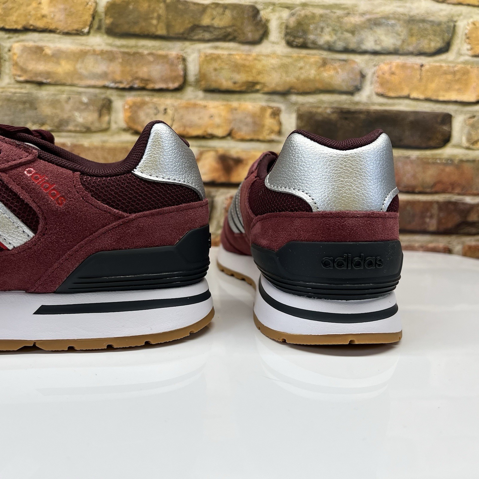 Size 9.5 - adidas Run 80s Shadow Red Matte Silver Maroon ID1270 Low Top Sneaker