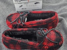 Brand New MINNETONKA Plaid Red/black Moccasin Slippers Children Size 2