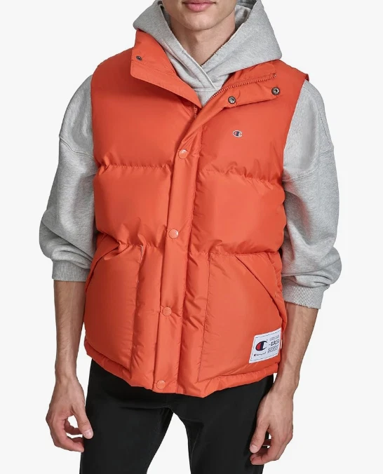 Champion men's Quilted Orange insulated Puffer Vest - size Small- retail $150