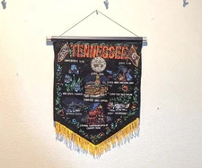 Vintage 1960s Tennessee Velvet Fringe Banner Tourist Wall Hanging Decor State