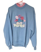 VTG Womens Size L Gopher SPorts Grandma Sweatshirt Floral Pattern Cotton USA 90s