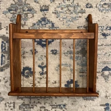 VTG 80s 90s Wood Wall Mount Magazine Rack Cookbook Kitchen Bathroom