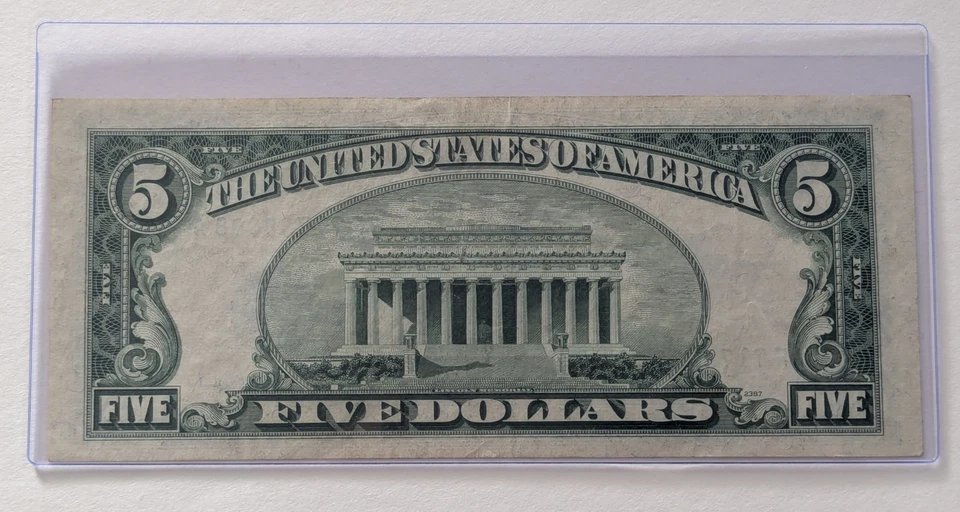 US Five Dollars, 1953 A, $5 Silver Certificate, Blue Seal  - Image 2 of 2