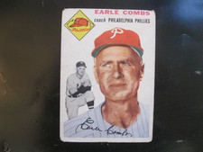 1954 Topps # 183 Earle Combs Philadelphia Phillies Lower Grade No Creases