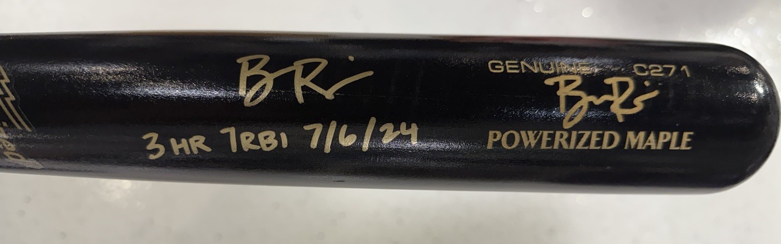 Ben Rice Signed Louisville Slugger Game Model Bat Yankees 3 Hr 7rbi Auto Steiner