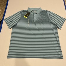 Under Armour Matchplay Striped Polo UPF 50 Loose Fit Golf Men  s XL Blue Stretch