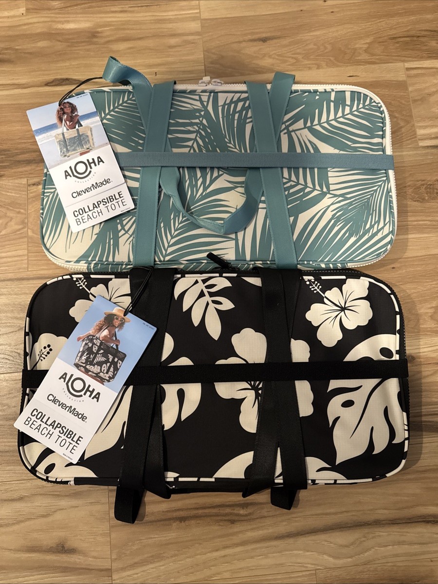 Aloha Collection NWT CleverMade Collapsible Beach Totes Costco Set Aloha Collection NWT CleverMade Collapsible Beach Totes Costco Set