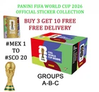 PANINI WORLD CUP 2026 STICKER COLLECTION - GROUP A - GROUP B - GROUP C