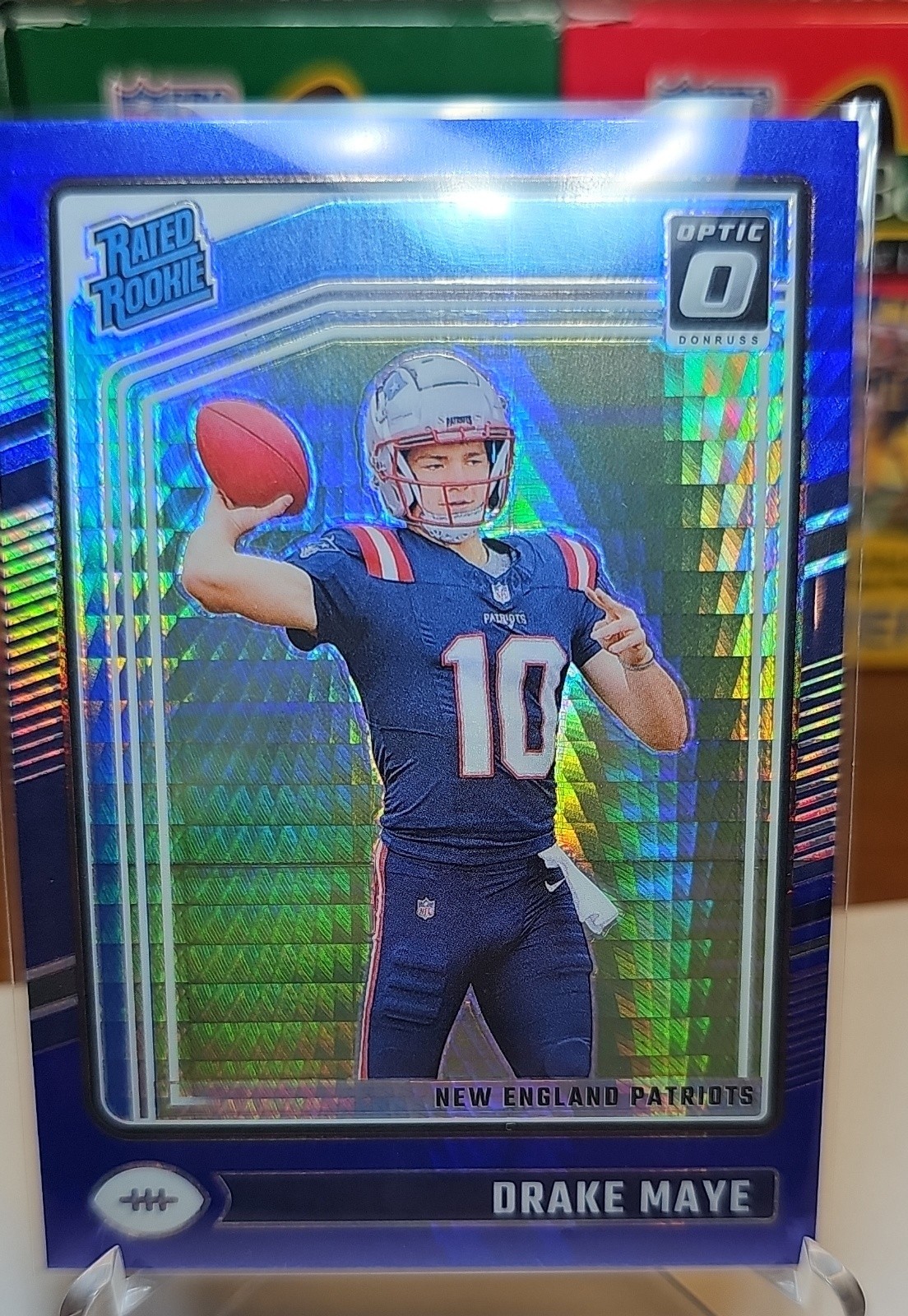 Drake Maye Panini Donruss Optic #229 Blue Hyper