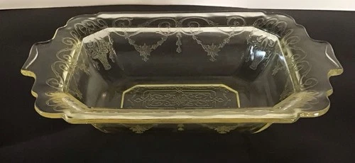 Vintage Indiana Glass Lorain Yellow Oval Vegetable Bowl Depression Glass