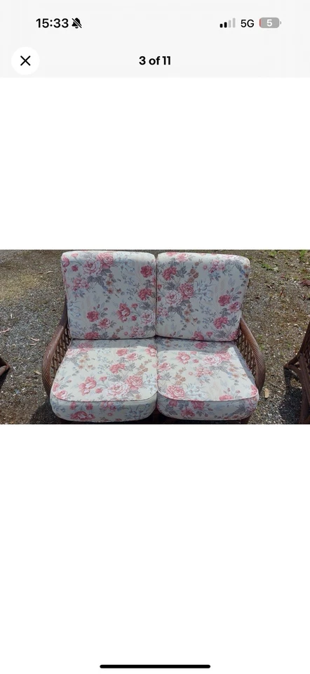 ✨beautiful 80s Vintage Sofa And Two Chairs Wicka Conservatory Set With Stool - Image 3 of 4