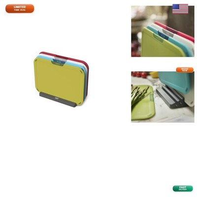Joseph Joseph Duo Icon 4pc Cutting Board Set Storage Stand Multicolour