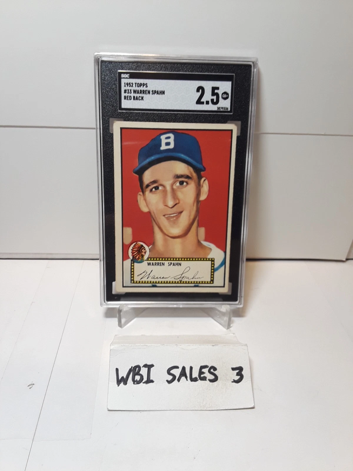 Deal for 1952 Topps Warren Spahn Boston Braves #33 Graded SGC 2.5 (NICE)