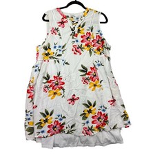 Old Navy Dress Women's Extra Large White Floral Sleeveless Sun Dress Lined Soft
