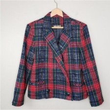 Vintage Paddle  Saddle  Red Green Blue Yellow Plaid Blazer