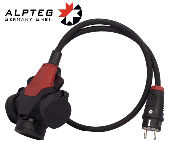 Adapter 3-Wege HäNgekupplung 16A IP44 H07RN-F 3G2,5 Schuko-Stecker | Alpteg A007-image