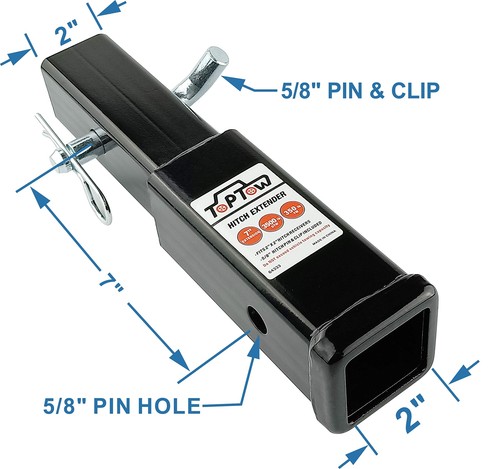 Hitch Extender Fits for 2 inch Receiver 7 inch Extension Length with 5/8 inch... - 第 4/7 張圖片