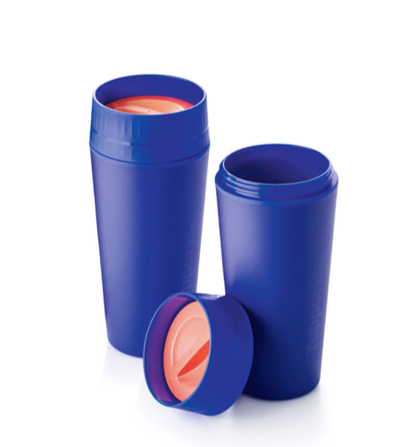 Tupperware Insulated Commuter Mugs Set of 2 in Blue - Coffee Hot or Iced New - Picture 1 of 3