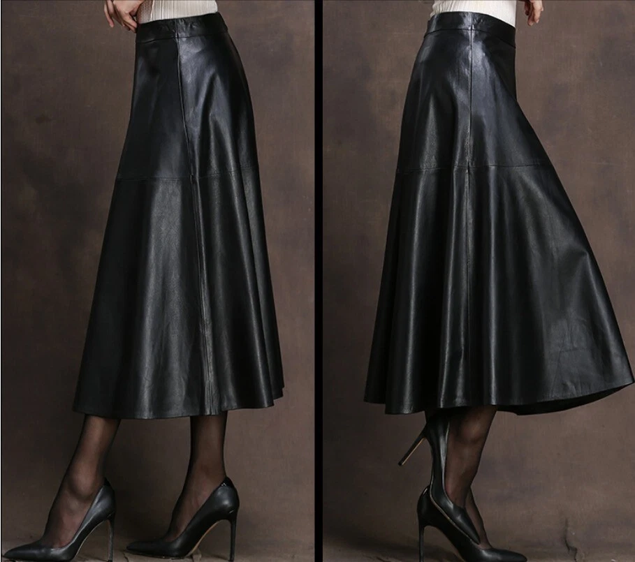 Custom Made To Order Faux Leather Pleated Flared Swing Skirt Plus 1x-10x Y302 - Image 3 of 4
