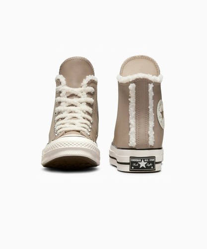 New Converse Chuck 70 "Leather & Fur" Sherpa Shoes - Vintage Cargo (A12450C) - Picture 6 of 9