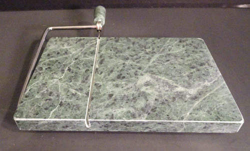 Marble Cheese Slicer Serving Block 8” x 5” Green Marble Steel Arm 2 Extra Wires - 第 1/5 張圖片