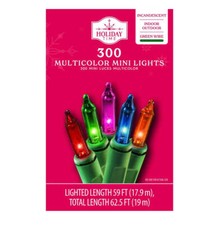 Holiday Time 300-Count Indoor and Outdoor Multicolor Mini Christmas Lights, with