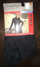NWT Womens Climate Right by Cuddl Duds LS Frigid Base Layer Sz M Mock Neck Black