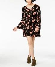 American Rag Cie NWT S Lace Up Black Flower Dress $59 T011