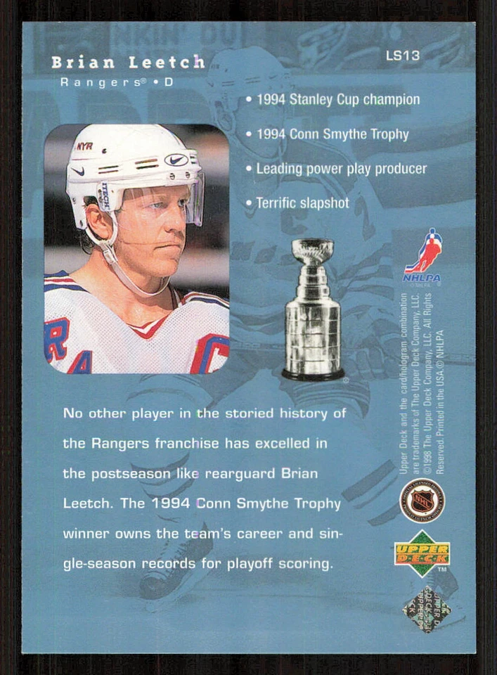 1998-99 Upper Deck Lord Stanley's Heroes #LS13 Brian Leetch - Image 2 of 2