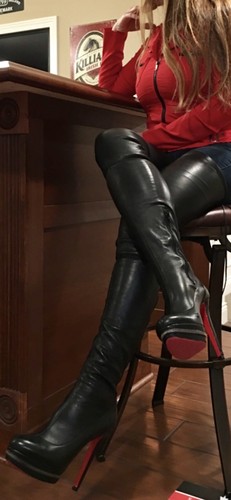 Rare Christian Louboutin Unique Black Leather Stiletto Thigh High Crotch Boots - Picture 15 of 24