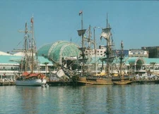 VINTAGE David Messent Sydney First Fleet at Darling Harbour POSTCARD - UNUSED