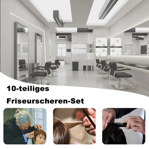 10er Profi Haarschere Set Edelstahl Friseurschere Effilierschere Haarschneider - Bild 3 von 20