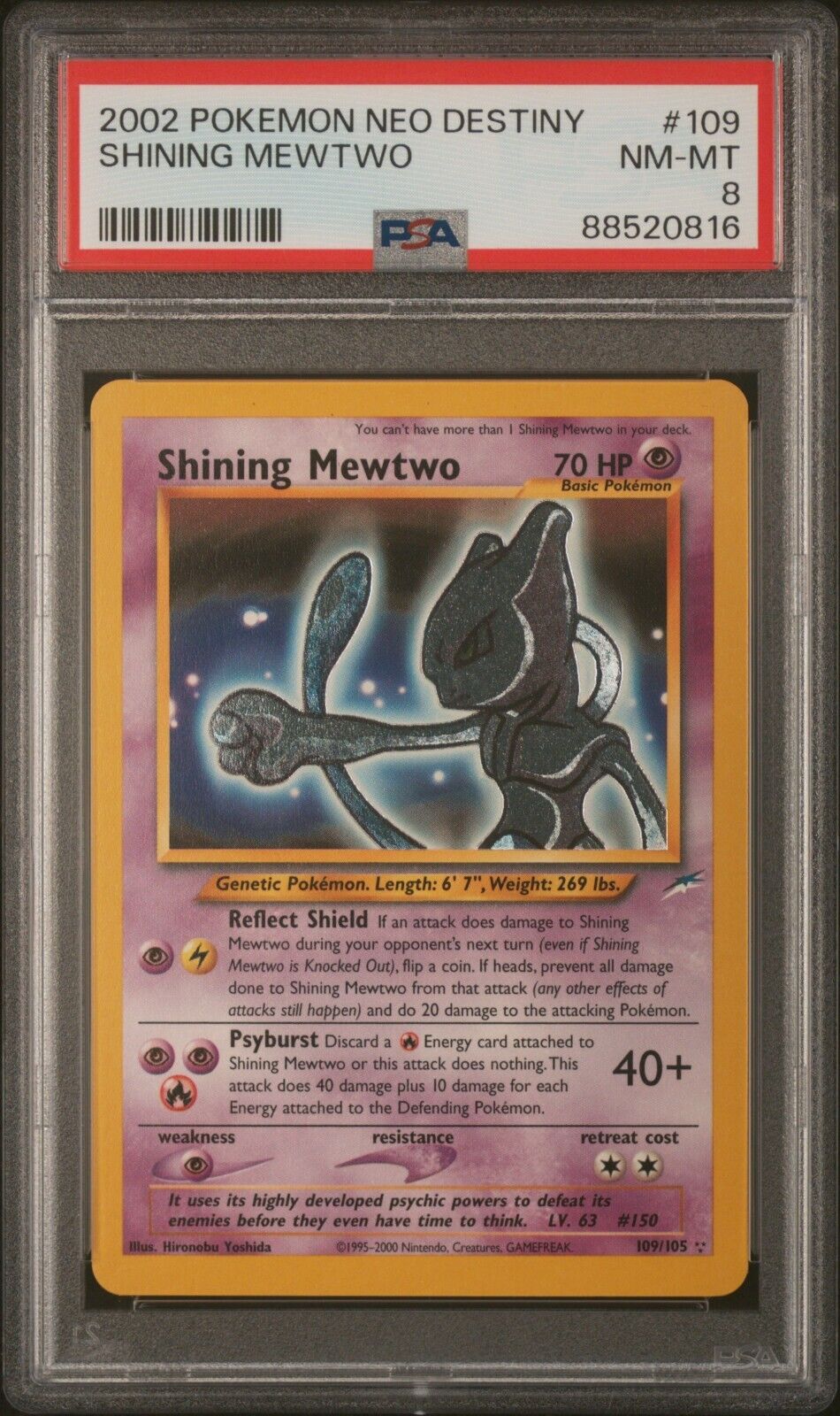 PSA 8 NM - MINT Shining Mewtwo Neo Destiny 109  Secret Rare Pokemon