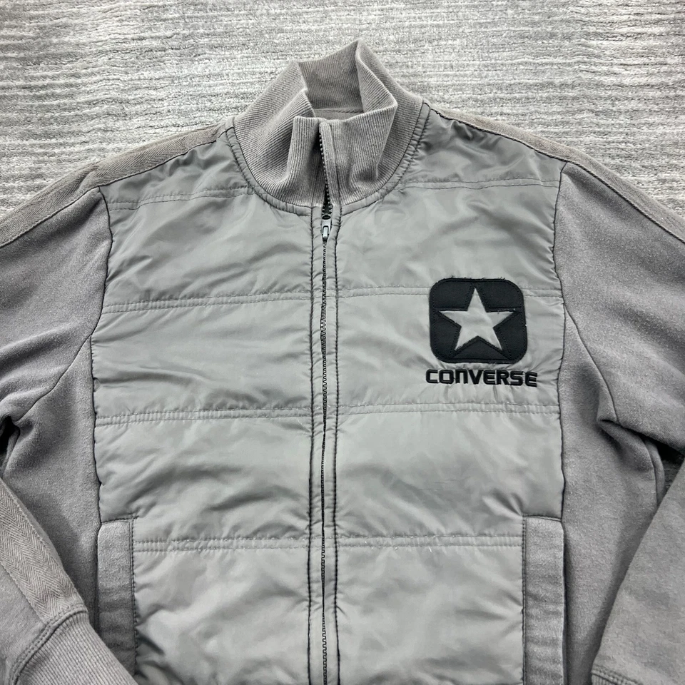 Jaqueta Converse Tamanho XS Feminina All Star Zíper Completo Casaco Cinza - Imagem 2 de 4