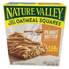 Nature Valley Soft Baked Peanut Butter Oatmeal Squares 6 bars 7.44 oz