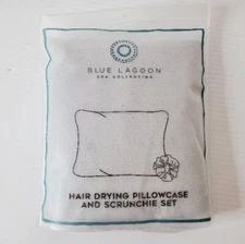 Blue Lagoon Spa Collection Hair Drying Pillowcase Scrunchie Gift Set Grey 