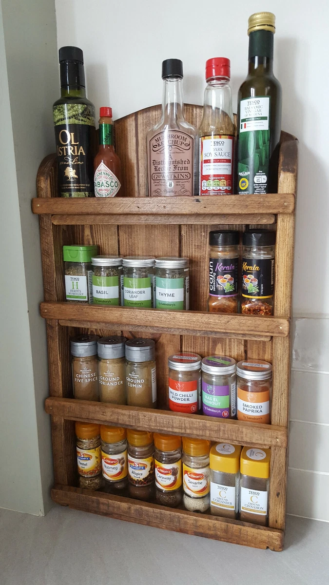 Handmade Rustic Wooden Spice Rack Kitchen Storage (Wall Mountable On  Request)