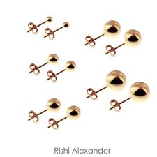 14k Rose Gold Plated 925 Sterling Silver Round Ball Stud High Polished Earrings