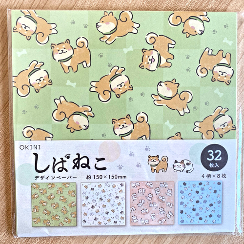 Japanese Origami Design Paper Cat & Dog SHIBA NEKO 2packs 6inch made in Japan - Picture 2 of 5
