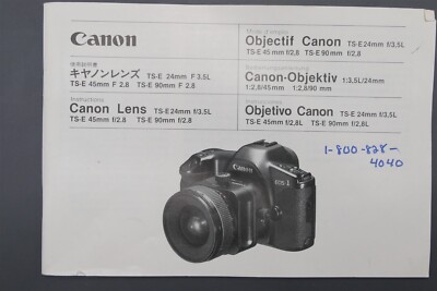 Canon TS-E 24mm f3.5L, TS-E 45mm f2.8, TS-E 90mm f2.8 Manual Multilingual